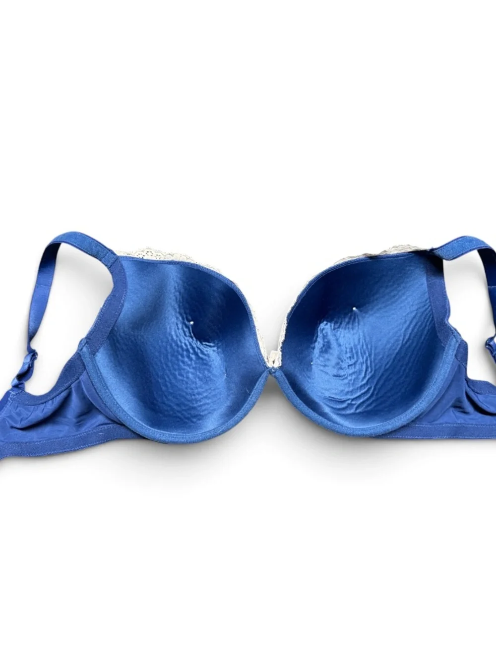 Honey B 36G Blue Lace Underwire Plunge Bra Padded Shoulder Straps
